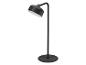 Zwarte vloerlamp met metalen voet en kop met aan/uit-knop