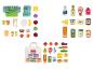 Ensemble de jouets alimentaires et accessoires de pique-nique, comprenant un panier, des couverts et divers aliments.