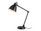 Een zwarte bureaulamp met een verstelbare arm.
