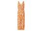 Oranje jumpsuit met witte bladprint, V-hals en elastische taille.