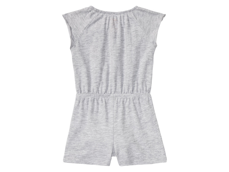 Een grijze jumpsuit met korte mouwen voor meisjes.