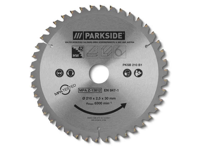Zaagblad van Parkside met een diameter van 210 mm