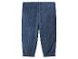 Pantalon de bébé bleu avec taille et poignets froncés.