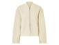 Een lichtbeige bomberjack met rits.