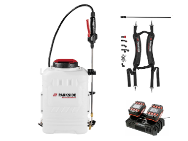 Pulvérisateur à dos sans fil PARKSIDE PERFORMANCE® 20V avec deux batteries 4 Ah et chargeur double