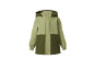 Veste d'extérieur bicolore verte pour enfant avec capuche.