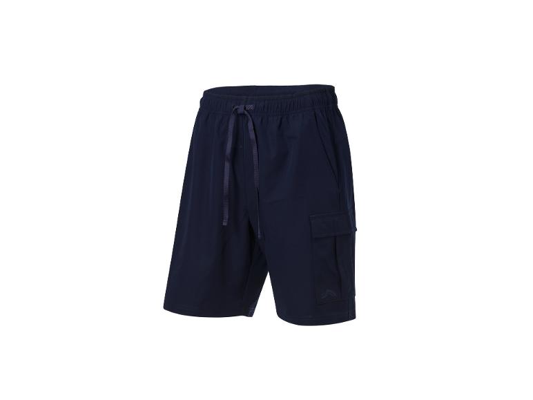 Donkerblauwe cargoshorts met trekkoord.