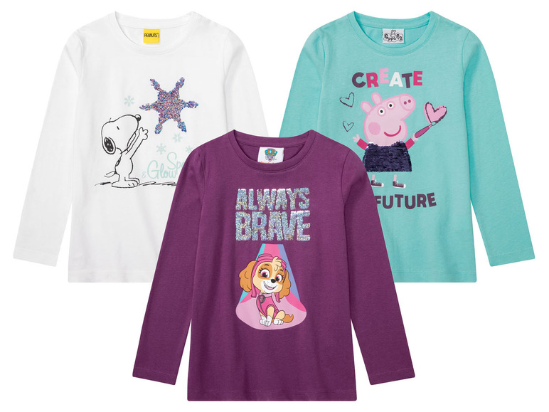 Aller en mode plein écran Shirt à manches longues pour fillettes avec motif imprimé et paillettes réversibles - Photo 1