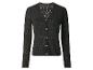 Cardigan noir en maille ajourée avec boutons blancs