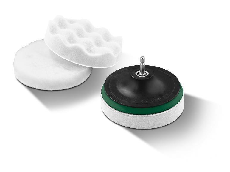 Polijstpads voor autolak, met een ronde pad met een groene rand