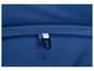Detail van een blauwe tent met een haak