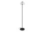 Moderne staande lamp met een transparante glazen kap.