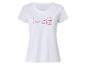 T-shirt blanc à manches courtes avec le texte 'sending you love' et un motif de cœur