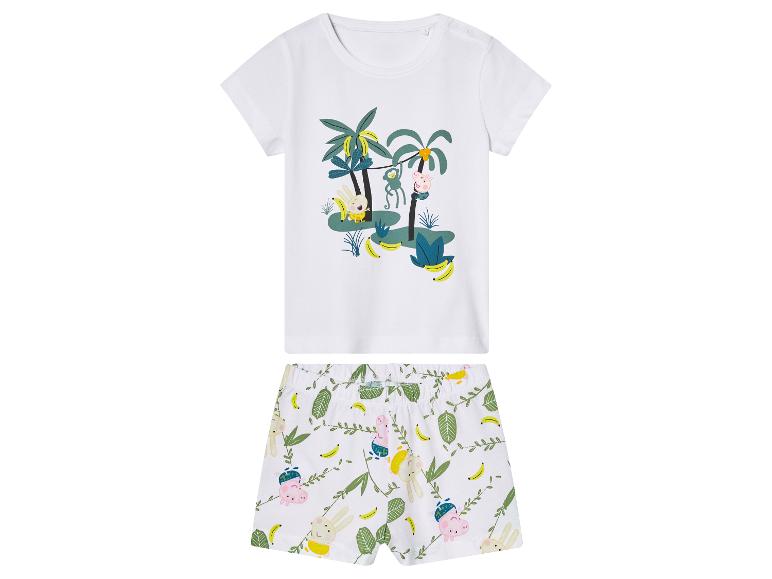 Kinderset: t-shirt en short, jungle thema met Peppa Pig.