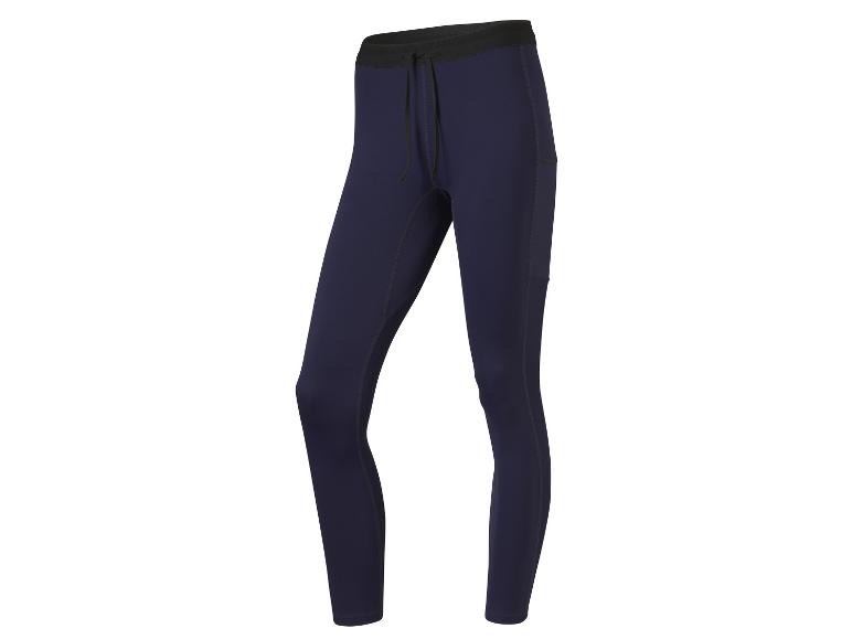 Donkerblauwe leggings met trekkoord.