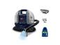Bissell SpotClean Mini met slang, mondstuk, reinigingsoplossing en twee borstelaccessoires.
