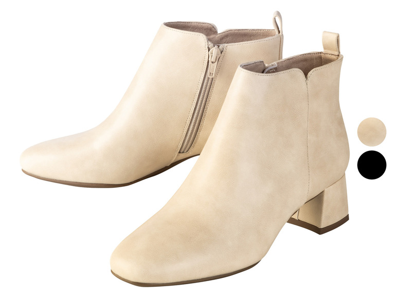 Beige enkellaarsjes met rits.