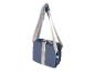 Blauwe schoudertas met beige en blauwe banden
