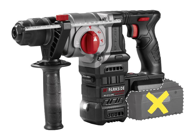 Accu boorhamer met extra handgreep en dieptemeter.