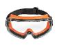 Lunettes de protection avec monture orange et sangle élastique noire.