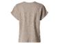 Beige damesblouse met korte mouwen en V-hals, achterkant