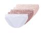 Lot de cinq culottes en coton et dentelle pour femme, tons blancs et roses