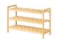 Étagère de rangement en bambou à trois niveaux, idéale pour les chaussures ou autres objets.