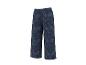 Donkerblauwe wijde broek met een lichtblauw tropisch bladpatroon.