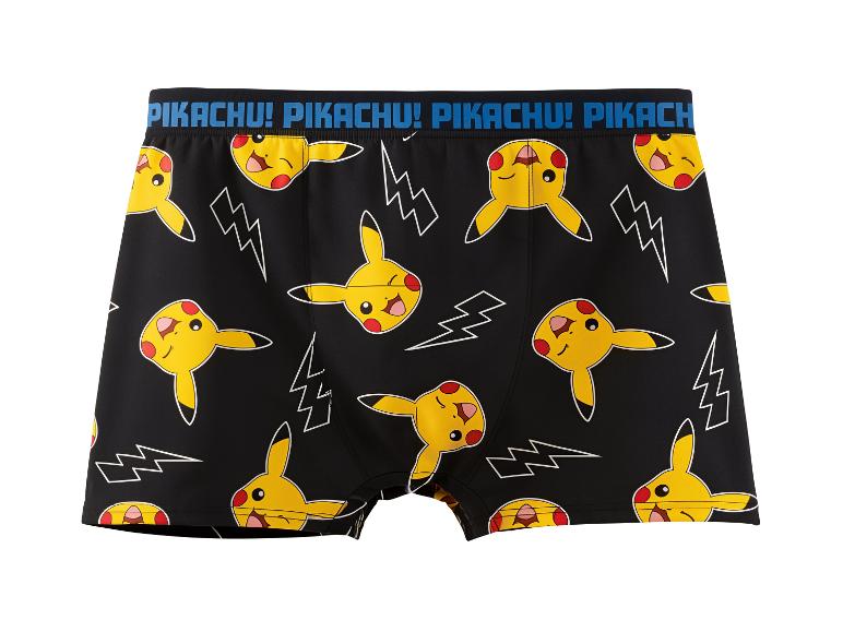 Boxers noirs avec motif de personnages de dessins animés jaunes et éclairs blancs.