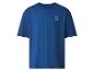 T-shirt bleu à manches courtes avec logo Lidl irisé sur la poitrine.