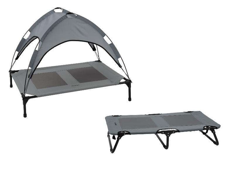 Huisdierbed Met Een Luifel, Verhoogd Hondenbed, Hondenlounder Buiten Met Dak Ademend Saaie Kranen Grijs 122 X 92 X 108 Cm