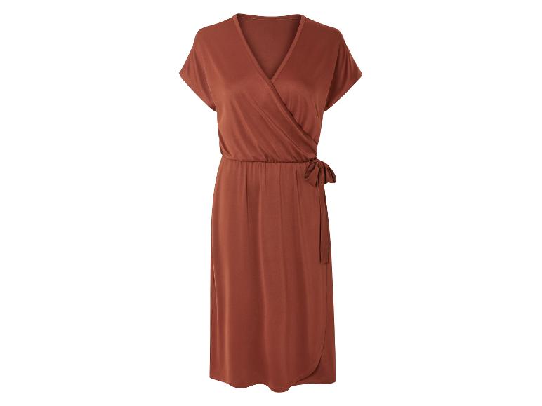 Robe portefeuille mi-longue, couleur rouille.