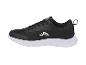 Zwarte sneakers met veters, witte zool.