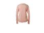 Perzikkleurig dames shirt met lange mouwen en logo op de rug.