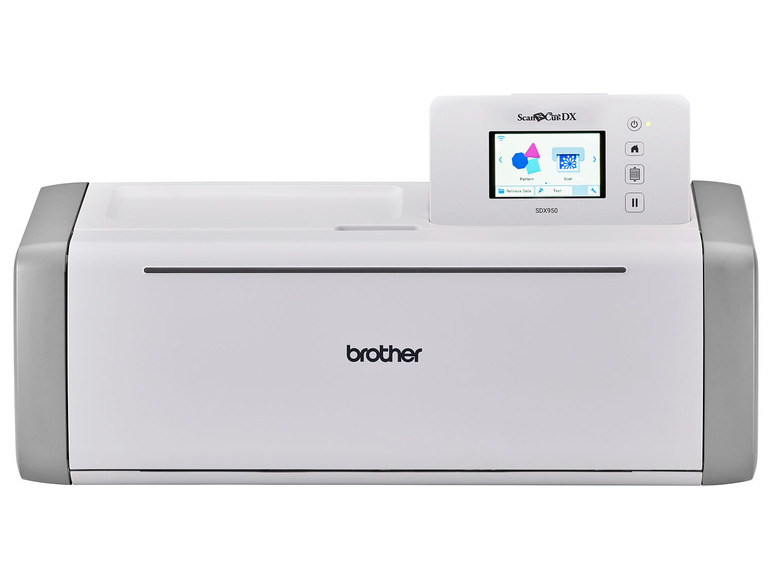 Une découpeuse Brother ScanNCutDX blanche avec écran tactile.