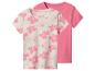 Set van 2 roze kinder-T-shirts, één effen en één met bloemenpatroon