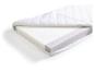 Een witte matras met een afneembare hoes en een kern van schuim.