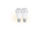 Twee witte LED-lampen met schroefdraad.