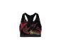 Zwarte sportbeha met rood en geel abstract penseelstreekpatroon