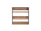 Houten rek met zwart frame en drie open vakken.