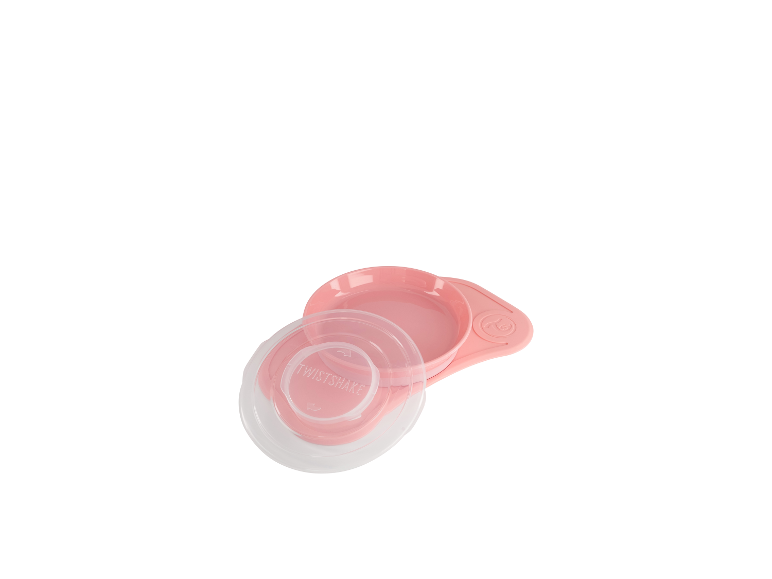 Roze babykom met deksel en de tekst 'TWISTSHAKE'.
