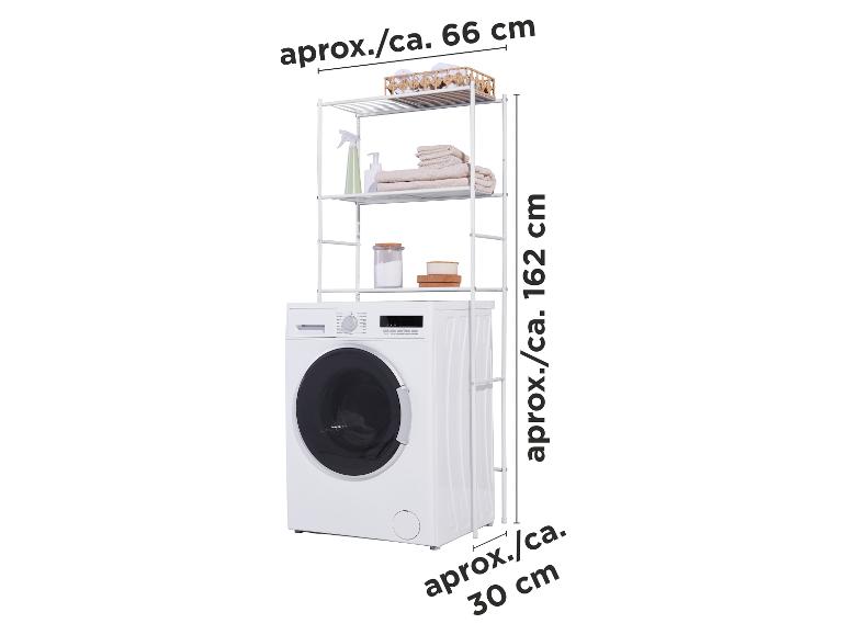 Machine à laver avec étagères de rangement au-dessus, avec dimensions