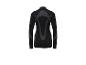 Zwart sportshirt met lange mouwen en grijze details, achteraanzicht.