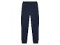 Een donkerblauwe joggingbroek met elastische tailleband.