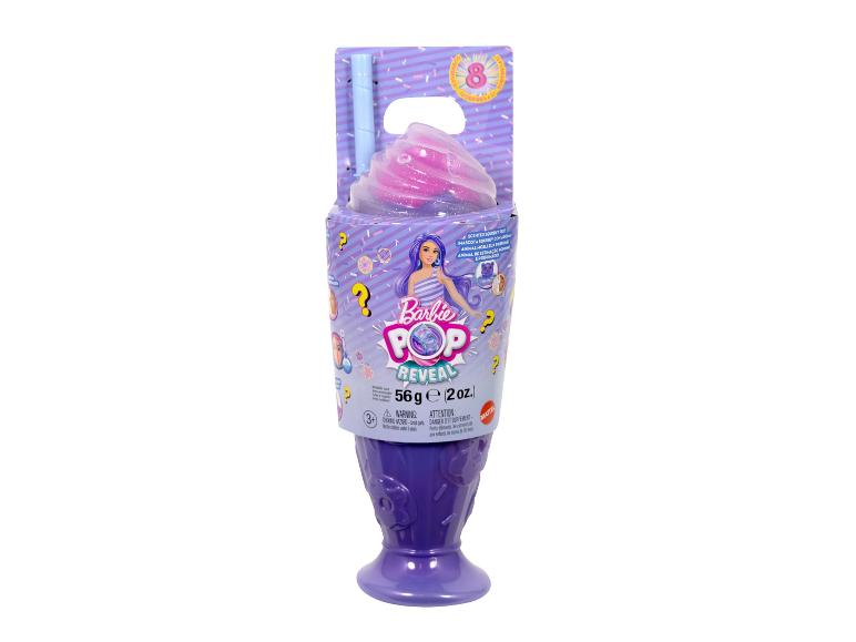 Jouet Barbie Pop Reveal avec un animal de compagnie squishy parfumé, du sable à modeler et 8 surprises.