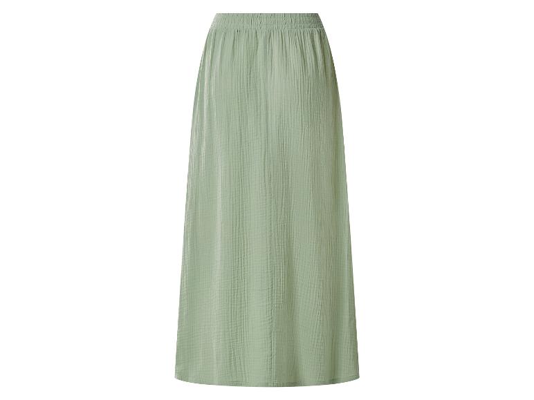 Longue jupe longue vert clair avec taille élastique et texture froissée