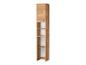 Hoge houten badkamerkast met een deur en open planken