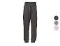 Donkergrijze joggingbroek met trekkoord, getoond met twee patronen.