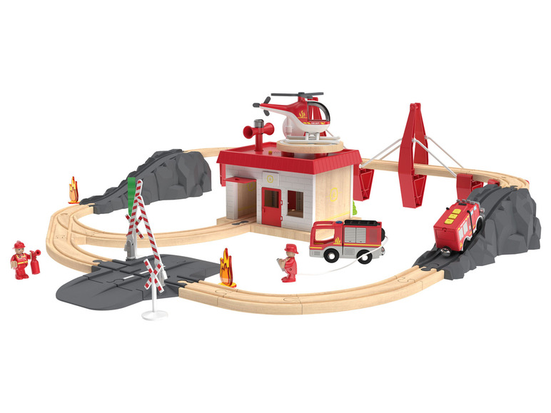 Aller en mode plein écran Playtive Set de chemin de fer en bois ferme ou pompiers - Photo 3