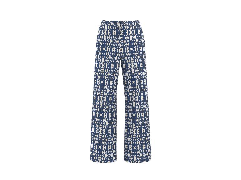 Pantalon large femme à motif géométrique bleu et blanc